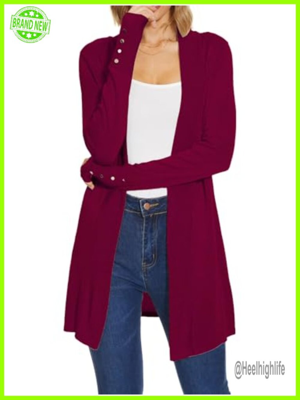 Spicy Sandia 100% Rayon Long Cardigan Sweater Open Front Lightweight